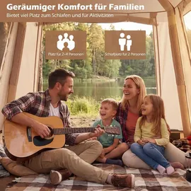 Costway Aufblasbares Zelt Familienzelt Braun/Khaki
