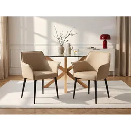 vente-unique Polsterstuhl Mialov Kunstleder beige 6er Set