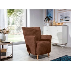 Stylefy Sessel Sono (Armlehnensessel), gepolstert, mit Armlehnen und Rückenlehne, frei im Raum stellbar, Schaumstoff T28 und HR 35, Skandinavisch Design braun