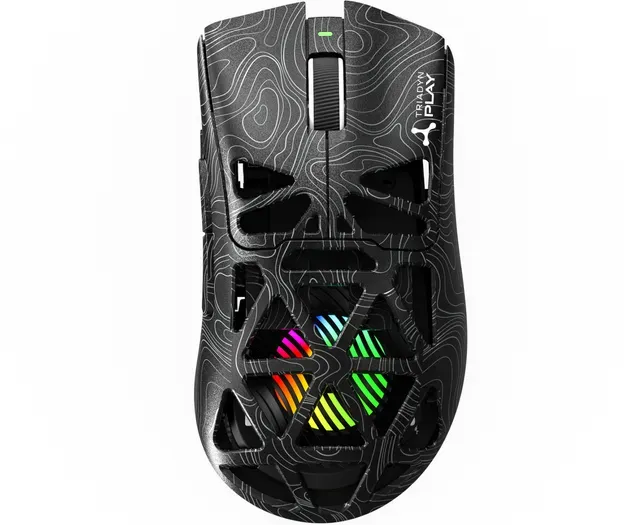 Neue kabellose Gaming-Maus Triadyn Play IAPETUS PixArt PAW3311DB 12000 DPI für Spieler, LED-Beleuchtung HUANO, Schwarz