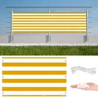 Sichtschutz Balkon 0.8 x 4m Windschutz UV-Schutz und Sonnenschutz, Sichtschutz für Balkon Terrasse für Balkongeländer Garten, mit Ösen und Kabelbinder, Gelb Gestreift
