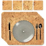 Tuuters Kork Platzset 4 Stück Natur 6X Glasuntersetzer Tischset 40x30cm