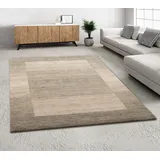 THEKO Wollteppich »Gabbeh Super, Handweb Teppich, Bordüre, reine Wolle, handgewebt«, rechteckig, 9 mm Höhe, Schlafzimmer, Wohnzimmer, Esszimmer, auch als Läufer und Bettumrandung 83698965-6 braun 9 mm