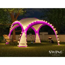 Swing&Harmonie® LED Event Pavillon XXL DomeShelter 450cm Garten inkl. Solarmodul Designer Gartenzelt Camping Partyzelt mit Beleuchtung - pink