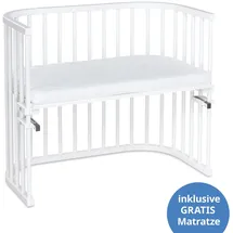 babybay Beistellbett Maxi extra groß - auch für Zwillinge inkl. Gratis Matratze Classic Soft - Weiß lackiert