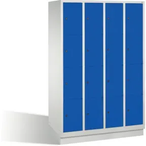 C+P Fächerschrank Classic auf Sockel, 16 Fächer, H1800xB1190xT500mm Front Enzianblau Korpus Lichtgrau