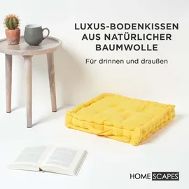 Homescapes Sitzkissen gelb 40/40/8 cm – Bodenkissen unifarben