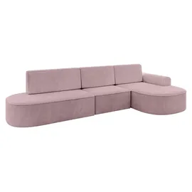 altdecor Eckcouch Cord 5-Sitzer Rosa