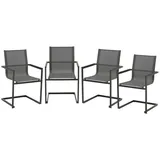 Lomadox Gartenstuhl HGA-120, Freischwinger mit Armlehnen, anthrazit, ca. 68x87x58 cm grau