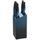 Michelino Messer-Set mit Messerblock aus Holz Kochmesser Brotmesser Fleischmesser Universalmesser Blau