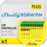 Shelly Plus RGBW PM - WLAN Controller für LED-Streifen, 12-24 VDC, 3 Beleuchtungsprofile, Leistungsmessung, Dimmer für Weißes oder Farbiges Licht, kein Hub Erforderlich, Alexa & Google Home