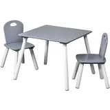 KESPER Kindertisch mit 2 Stühlen 55 x 55 x 45 cm Kiefer grau lackiert