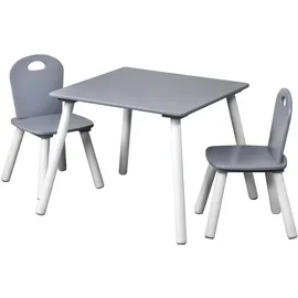 KESPER Kindertisch mit 2 Stühlen 55 x 55 x 45 cm Kiefer grau lackiert