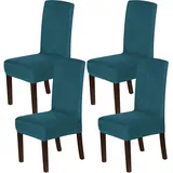 Stuhlhussen Aus Samt, Stretch-stuhlhussen Für Esszimmerstühle, 4er-set, Parson-stuhlhussen, Stuhlhussen, Esszimmer-schonbezüge, Strapazierfähiger, Waschbarer Samtstoff, Dunkelblau
