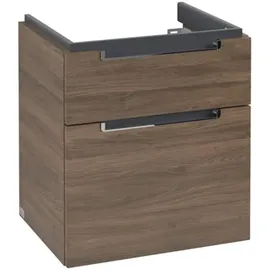 Villeroy & Boch Subway 2.0 Waschtischunterschrank 2 Auszüge, Waschbecken mittig, 537x590x423mm, Eckig Arizona Oak,