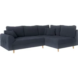 Home Affaire Ecksofa HOME AFFAIRE "CHARRE L-Form mit Ottomane, Maße B/T/H: 231/161/81 cm", blau (dunkelblau), B:231cm H:81cm T:161cm, 100% Polyester, Sofas, Ecksofa, feine Steppung, lose Rücken- und Zierkissen, auch in Cord und Bouclé
