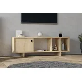 Hanah Home Modern Oak TV Unit, 140 cm | 100% Melamine Coated Particle Board, 18 mm Thick | Wall-Mountable, Extra Storage, Scandinavian Design, Stylish & Functional