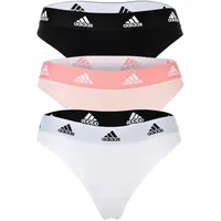 Adidas Damen Strings, 3er Pack - Thong 3PK, Unterwäsche, Cotton Stretch, Logo, uni Schwarz/Weiß/Rosa M