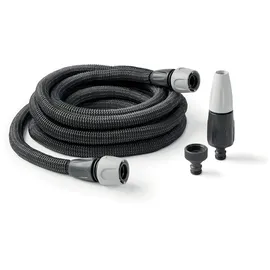 G F Garden G.F. SRL, Aquapop Grey Easy 30, 30 Meter selbstverlängernder Gewebeschlauch, Made IN Italy, mit Mini-Gartenspritze und Anschlüsse zur Bewässerung von Gärten, dunkelgrau