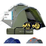 Lumaland Pop Up Zelt | 3-4 Personen Familienzelt | Wurfzelt Innenmaße 210x210x120 cm | Wasserdicht & Windfest | Ideal als Camping, Festival & Reise Zelt | Ultraleicht & Robust [Grün]