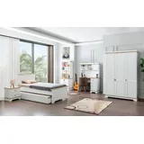 JVmoebel Schlafzimmer-Set Weißes Landhaus Schlafzimmer Set aus robustem Holz, (5-tlg), Made in Europa weiß