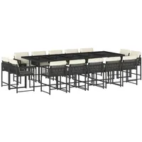VidaXL 15-tlg. Garten-Essgruppe mit Kissen Schwarz Poly Rattan