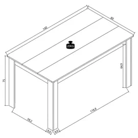 VCM Küchentisch 140 x 80 x 80 cm weiß