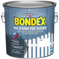 BONDEX Holzfarbe für Außen, 2,5 l, Langzeitschutz, Hochdeckend, Wetterschutz, Weiß