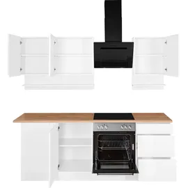 kochstation Winkelküche Keitum L-Form 200 x 220 cm weiß