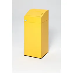 PROREGAL Selbstlöschender Wertstoffsammler "Wertstoffe" | 47 Liter, HxBxT 79x32x32cm | Verzinkter Stahl | Gelb | Mülleimer Abfalleimer Müllkorb