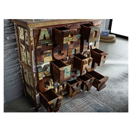 Massivmoebel24 Kommode Altholz 90x40x100 mehrfarbig lackiert NATURE of SPIRIT #70
