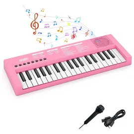 Costway Kinder-Keyboard 37 Tasten tragbar 1 Rosa
