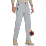 HFDWYJ Thermohose Herren Winter wasserdichte Skihose Jagd Outdoor Hosen Winddichte Thermal Winterhose Softshell Hosen Snowboardhose Winddichte Schneehose Zum Skifahren Wandern Trekking-grau-3XL - 3XL