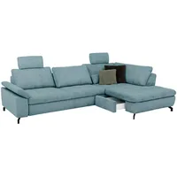 Beldomo Style Ecksofa Sense, Hellblau, Textil, 3-Sitzer, Ottomane rechts, Eckteil, L-Form, 291x197 cm, Goldenes M, Typenauswahl, Fußauswahl, Stoffauswahl, seitenverkehrt erhältlich, individuell planbar, Wohnzimmer, Sofas & Couches, Wohnlandschaften, Ecksofas