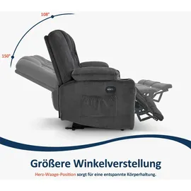 MCombo M MCombo 3 Sitzer Sofa mit Schlaffunktion, 3er Relaxsofa mit Taste 150° Verstellbar, Kinosessel mit Liegefunktion, 7009 (Grau) - Grau