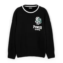 Strickpullover GULLIVER, Herren, Gr. 146, schwarz, 50% Viskose, 45% Baumwolle, 5% Wolle, bedruckt, casual, normal, Rundhals, Langarm, Pullover, mit Rundhalsausschnitt
