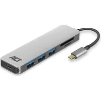 Act USB-C Hub Kartenleser AC7050 Grau, Schwarz 0.15 m