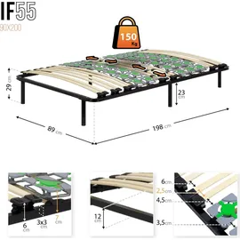 i-flair Ergo IF55 Tellerlattenrost verstellbar 90 x 200 cm