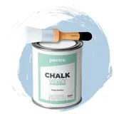 Pack Kreidefarbe für möbel 750ml + Malerpinsel speziell für Chalk Paint - Möbellack Natürlicher Kreideeffekt - Farbe für Holz (PASTELLHIMMELBLAU)