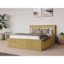 Home Affaire Bett HOME AFFAIRE "Östavall wahlweise mit Matratze und Topper, in zwei Breiten", gelb, B:182cm H:103cm L:231cm, 100% Polyester, Betten, Bett, Bettgestell mit Kopfteil und Bettkasten, mit/ohne Matratze (BFK/TFK)