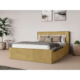 Home Affaire Bett HOME AFFAIRE "Östavall wahlweise mit Matratze und Topper, in zwei Breiten", gelb, B:182cm H:103cm L:231cm, 100% Polyester, Betten, Bett, Bettgestell mit Kopfteil und Bettkasten, mit/ohne Matratze (BFK/TFK)