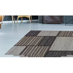 Teppich KAYOOM "Phoenix 112", beige (natur, creme), B:80cm H:6mm L:150cm, Wolle, Teppiche, Dezenter Jacquard-Teppich, Flachflor, Aus pflegeleichten Materialien