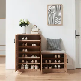 [en.casa] Løten 120 x 97 x 36 cm mit Sitzbank beige / beige