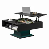 radelldar Couchtisch höhenverstellbar mit LED Beleuchtung matt. 78x78x40cm, Wohnzimmertisch mit Stauraum, 1-St. schwarz