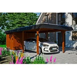 SKANHOLZ Carport Wendland 3,62 x 8,70 m nussbaum mit Abstellraum und EPDM-Dach