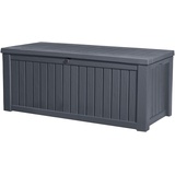 Keter Kissenbox Rockwood, graphit, 570l Fassungsvermögen, Außenmaße: 155 x 72,4 x 64,4 cm, Auflagenbox wasserdicht, für Outdoor geeignet, Keterbox