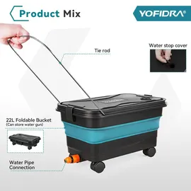 Yofidra Akku-Hochdruckreiniger 100 Bar Mobiler Hochdruckreiniger mit 2 Akkus 336l/h