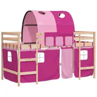 VidaXL Kinderhochbett mit Tunnel Rosa 80x200 cm Massivholz Kiefer