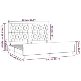vidaXL Bettgestell mit Kopfteil 200 x 200 cm Creme