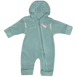 Hoppediz Overall aus Bio-Baumwolle, extra lange Beine - perfekt für die Babytrage, Umschlagbündchen an Händen und Füßen - polarblau 50-56